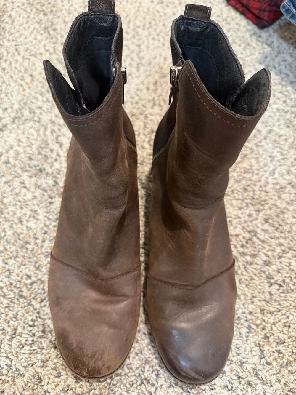 Sorel Womens Cate Bootie Block Heel Blackened Brown Boot Size 9.5 Fall Casual